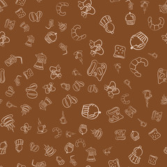 Coffee seamless vector pattern for Cup mug, restaurant or cafe menu design. 