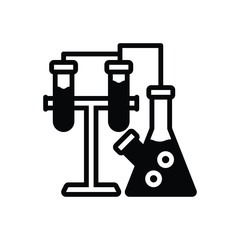 Black solid icon for chemistry experiment