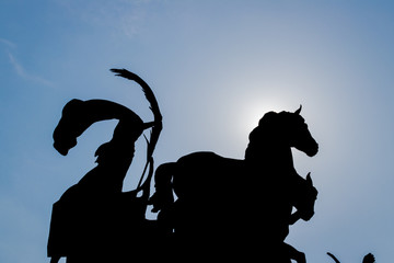 Statue from the heroes square in Budapest, Hungary.