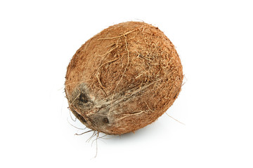 coconut isolated on white background with clipping path. Perfectly retouched. ready-to-use food images. Pack shoot.