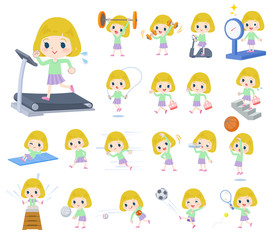 blond hair girl_exercise