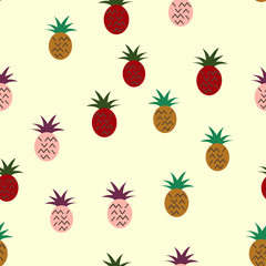 Vector seamless pattern with pineapples. Tropical Summer fruit 