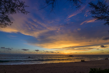 Fototapeta na wymiar The beautiful sunset of Natai Beach,Phangnga, Southern of Thailand.
