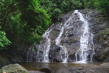Beautiful waterfall in Phangnga,Ton Phrai Waterfall,province Thailand.