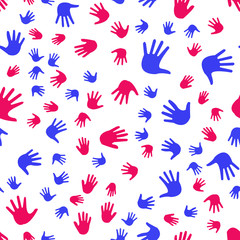 Seamless vector EPS 10 pattern with hands. Teamwork concept