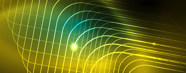 Shiny glowing design background, neon style lines, technology concept, vector