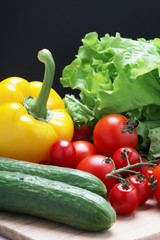 Bright vegetables at the table
