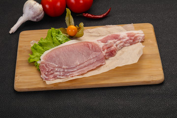 Raw pork bacon