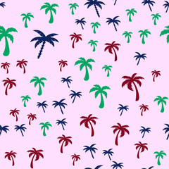 Coconut palm tree. Summer Tropical vector Seamless pattern