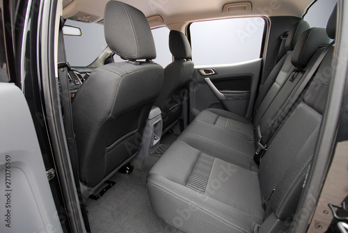 rear seats covered with fabric in a off road car