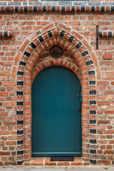 Old wooden front door in house. Luneburg. Germany
