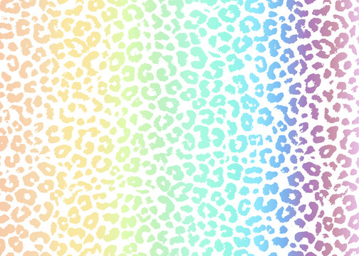 Multi color Leopard skin pattern design. Pastel gradient Leopard print vector background. Wildlife fur skin design illustration for print, web, home decor, fashion, surface, graphic design