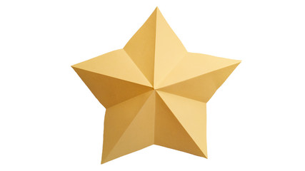 Yellow paper star isolated on white background. Origami star.