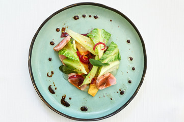 Tuna salad with cos lettuce and pineapple