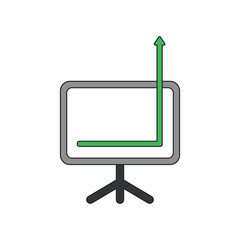Vector icon concept of sales chart arrow down and up, out of chart.