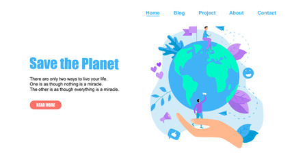 Web Template. Concept save the planet and environment	