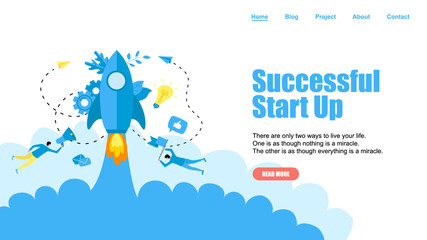 Webpage Template. Concept of startup launch of a new business	