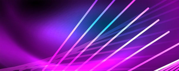 Neon blue glowing lines, magic energy space light concept, abstract background wallpaper design