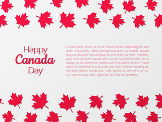 Happy Canada Day background with paper cut maple leaves.