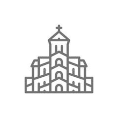 Georgian orthodox church, Tbilisi line icon.