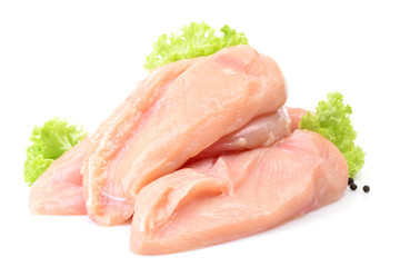 Chicken meat on a white background