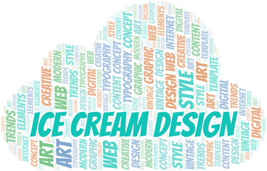 Ice Cream Design word cloud. Wordcloud made with text only.