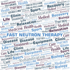 Fast Neutron Therapy word cloud. Wordcloud made with text only.