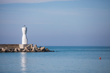 Modern white lighthouse