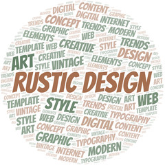 Obraz premium Rustic Design word cloud. Wordcloud made with text only.