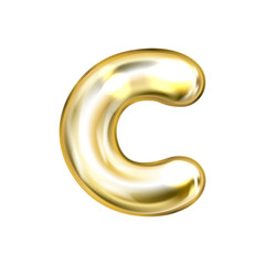 Golden foil balloon, inflated alphabet symbol C