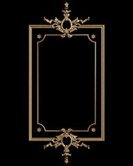 Classic moulding frame with ornament decor for classic interior isolated on black background