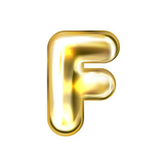 Golden foil balloon, inflated alphabet symbol F
