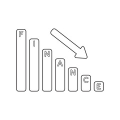 Vector icon concept of finance sales bar graph down.