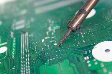 soldering iron for repairing electronic of the computer circuit board