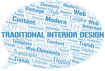 Fototapeta premium Traditional Interior Design word cloud. Wordcloud made with text only.