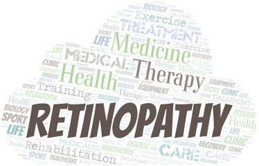 Obraz premium Retinopathy word cloud. Wordcloud made with text only.