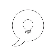 Vector icon concept of speech bubble with light bulb.