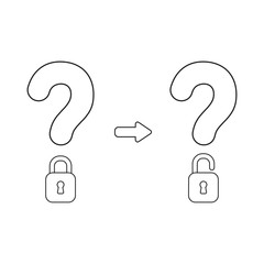 Vector icon concept of question mark closed and open padlocks.