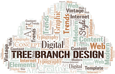 Tree Branch Design word cloud. Wordcloud made with text only.
