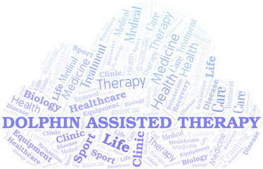 Obraz premium Dolphin Assisted Therapy word cloud. Wordcloud made with text only.