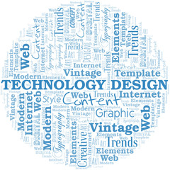 Obraz premium Technology Design word cloud. Wordcloud made with text only.