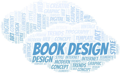 Obraz premium Book Design word cloud. Wordcloud made with text only.