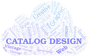 Obraz premium Catalog Design word cloud. Wordcloud made with text only.