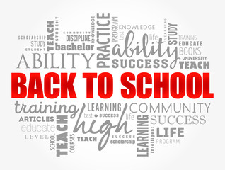 Back to School word cloud collage, education concept background