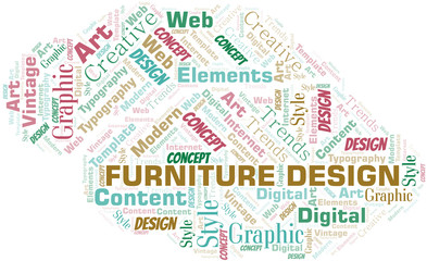 Fototapeta premium Furniture Design word cloud. Wordcloud made with text only.