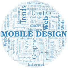Mobile Design word cloud. Wordcloud made with text only.