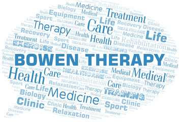 Bowen Therapy word cloud. Wordcloud made with text only.