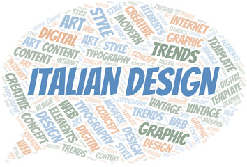 Italian Design word cloud. Wordcloud made with text only.