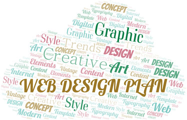 Obraz premium Web Design Plan word cloud. Wordcloud made with text only.