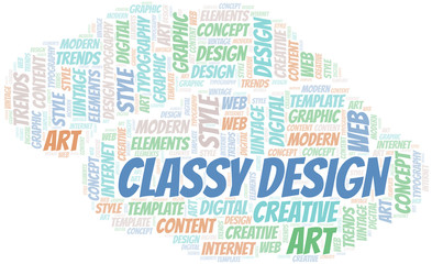 Fototapeta premium Classy Design word cloud. Wordcloud made with text only.